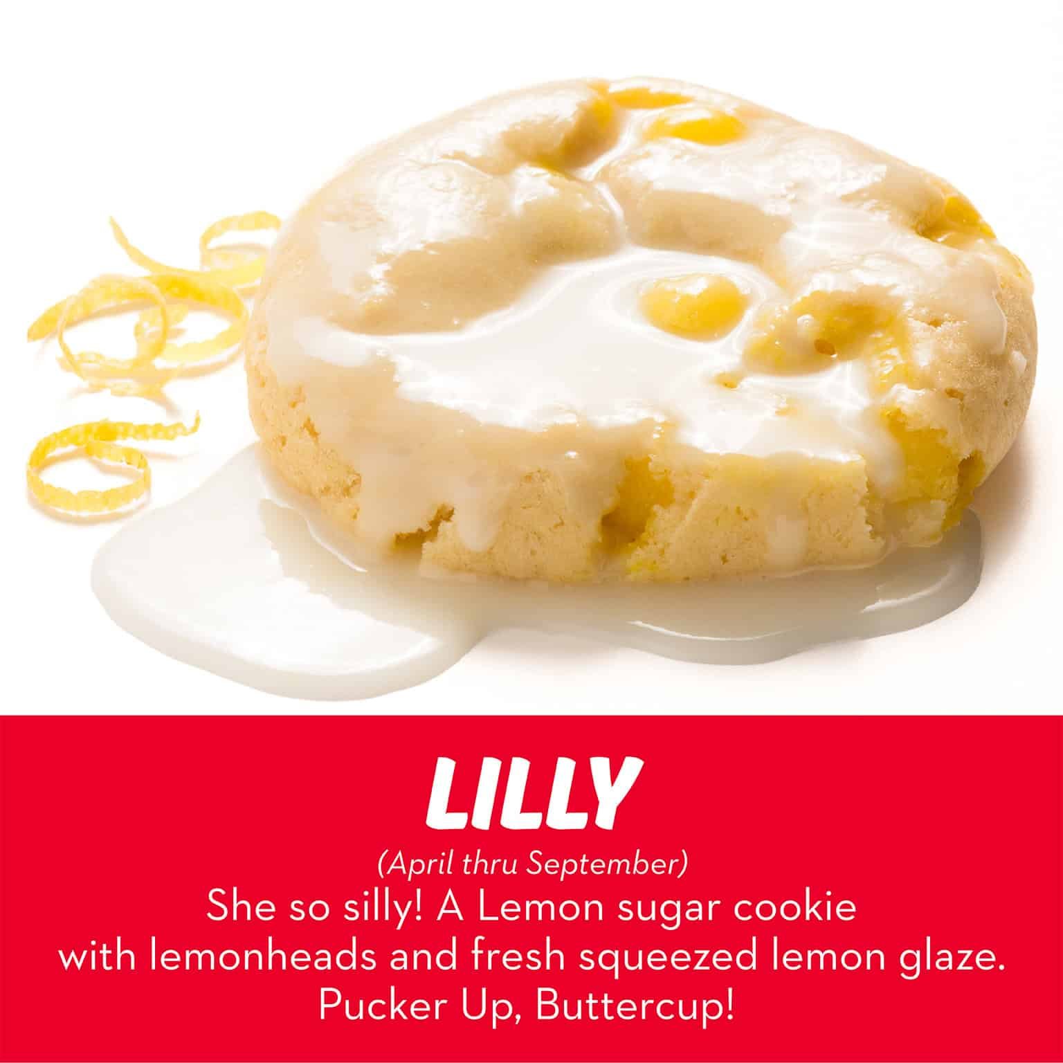 Lemon sugar cookie with lemonheads and fresh-squeezed lemon glaze from RubySnap Bakery. Bright citrus flavor, sweet-tart bite, and playful charm.