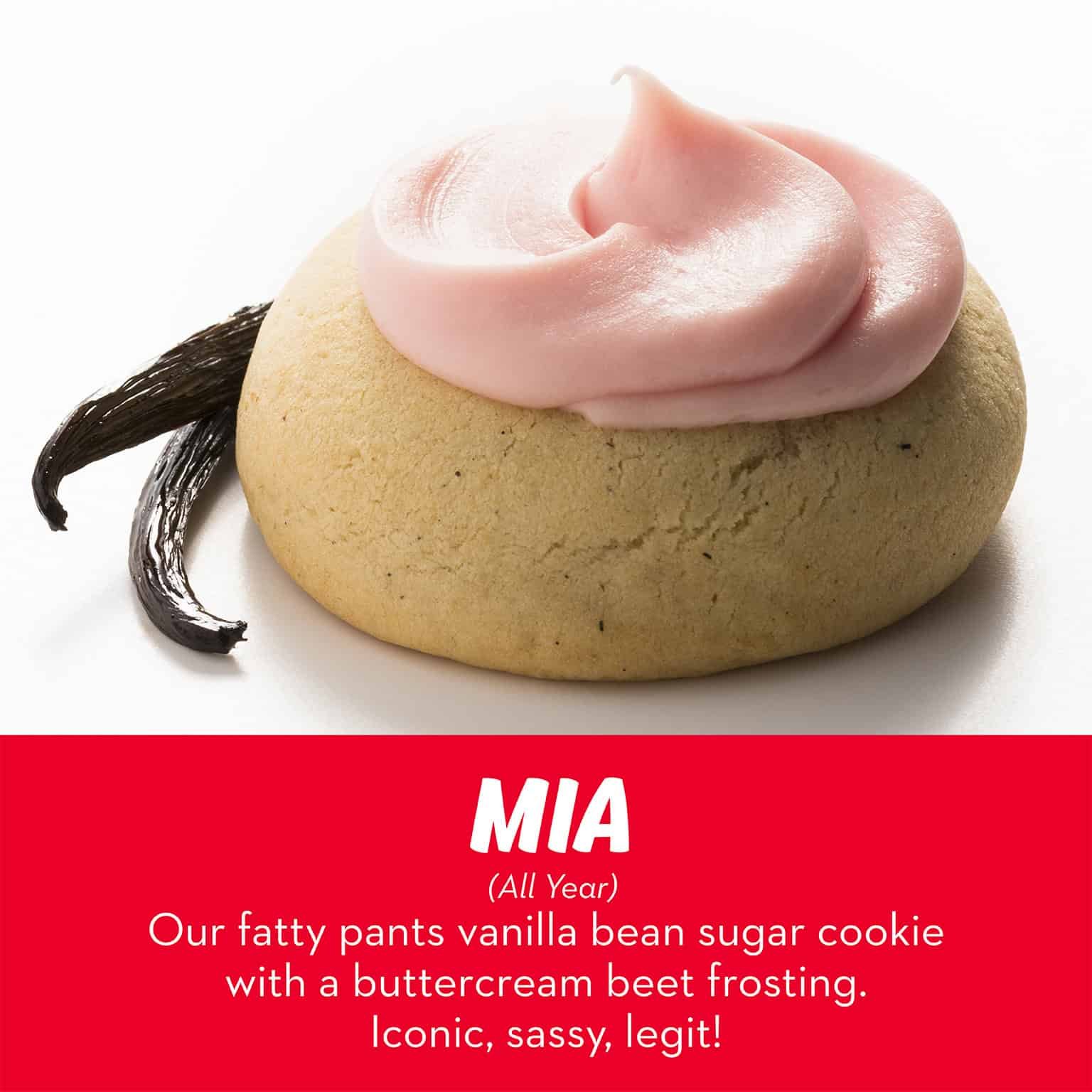 Vanilla bean sugar cookie with buttercream beet frosting from RubySnap Bakery. Thick, soft, iconic, and unapologetically sassy.