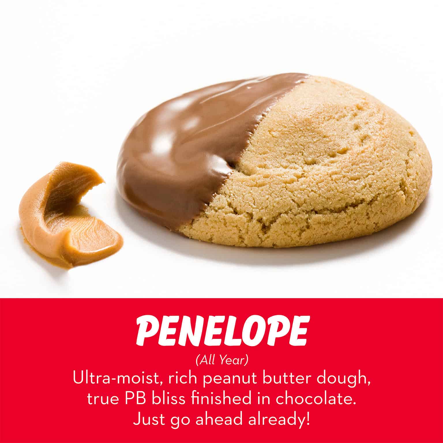 Ultra-moist peanut butter cookie finished in chocolate from RubySnap Bakery. Rich, soft, and deeply satisfying, true peanut butter bliss.