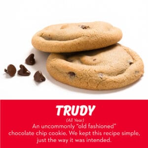 Old-fashioned chocolate chip cookie with semi-sweet chocolate and a hint of cinnamon from RubySnap Bakery. Simple, nostalgic, and timelessly good.