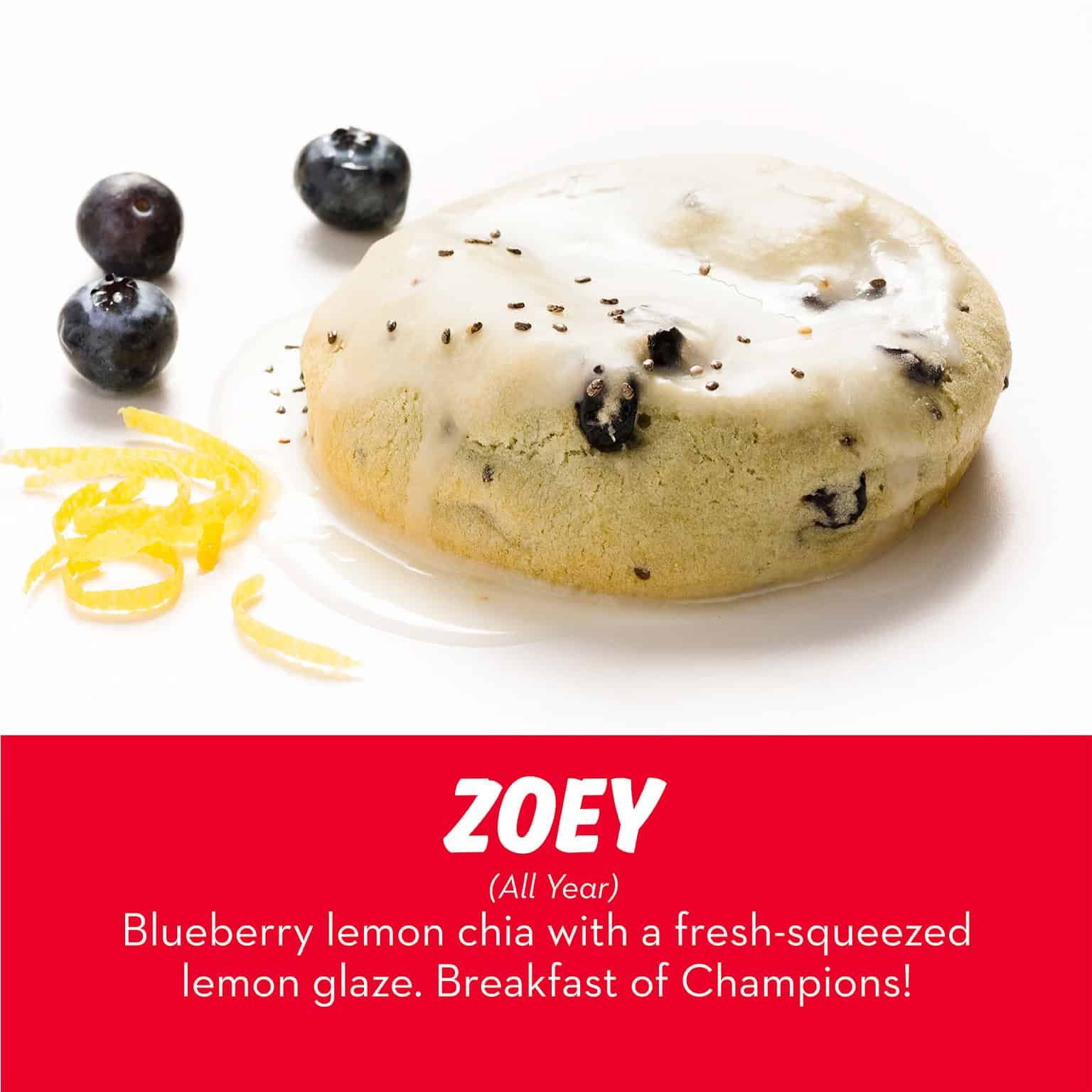 Blueberry lemon chia cookie with fresh-squeezed lemon glaze from RubySnap Bakery. Bright citrus flavor, juicy berries, and feel-good indulgence.