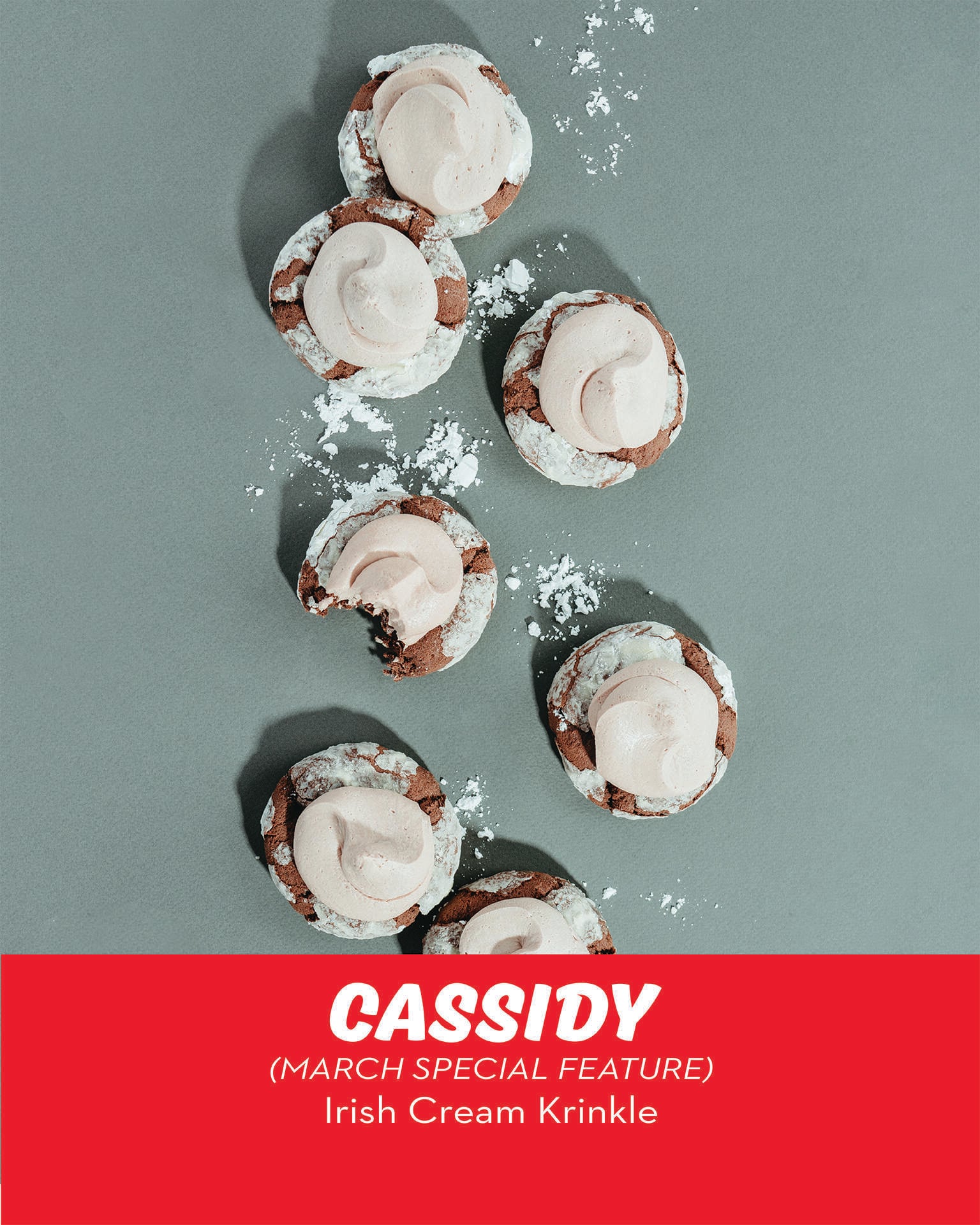RubySnap Irish Cream cookie. A krinkle cookie with the flavors of coffee, chocolate, whiskey, and cream.