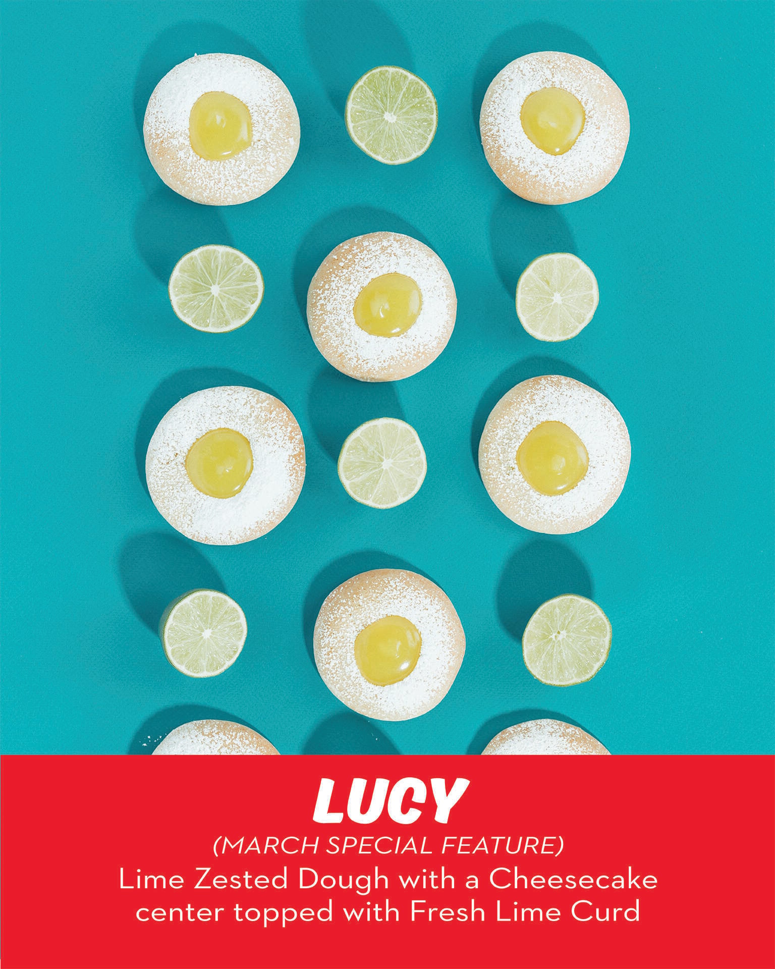 RubySnap Lucy Cookie a lime dough with a cheesecake center topped off with lime curd
