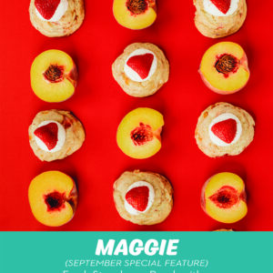 RubySnap Maggie Cookie. Fresh strawberry peach cookie with a strawberry honey goat cheese frosting
